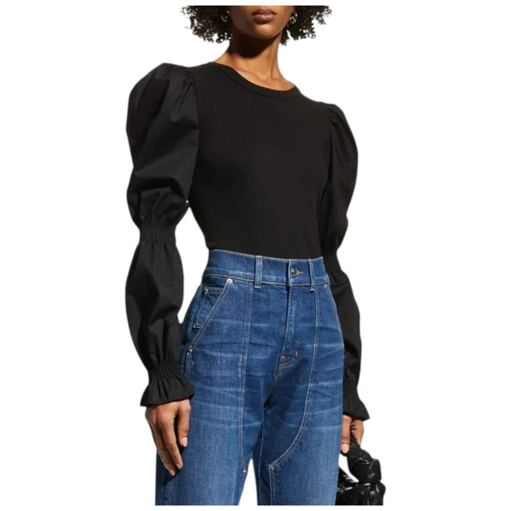 Veronica Beard "Fawn" cinch puff-sleeve top, XS